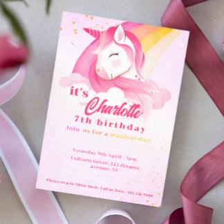 Magische Rainbow Pastel Unicorn Qr Code Geburtstag Einladung