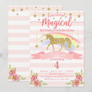 Magische Rainbow Unicorn Geburtstagsparty Einladun Einladung