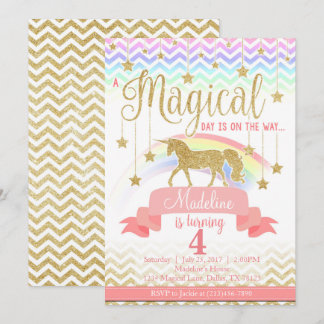 Magische Rainbow Unicorn Geburtstagsparty Einladun Einladung