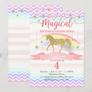 Magische Rainbow Unicorn Geburtstagsparty Einladun Einladung