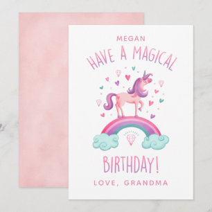 Magische Rainbow Unicorn Girl Birthday Card Einladung