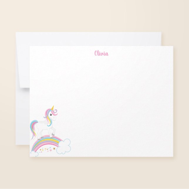 Magische Rainbow Unicorn Personalisiert Stationery Mitteilungskarte (Von Creator hochgeladen)