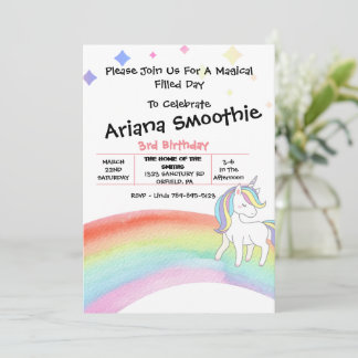 Magische Rainbow Unicorn zum Geburtstag Einladung