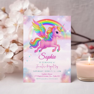Magische Regenbogen-Einhorn-Geburtstagseinladung Einladung