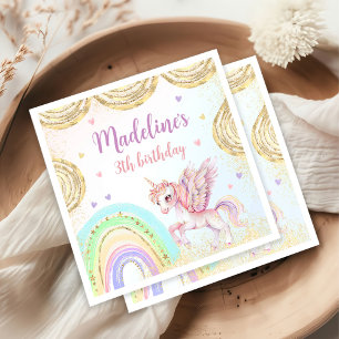 Magische Regenbogen Einhorn Pink Gold Geburtstagsp Serviette