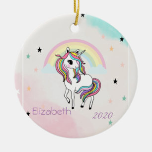 Magische Regenbogen-Einhornstars Keramik Ornament