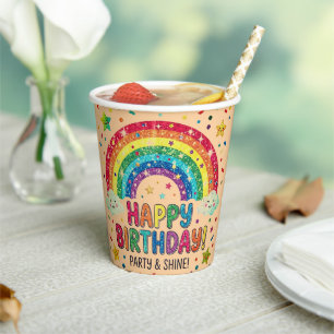 Magische Regenbogen-Geburtstagsparty Papier Pappbecher