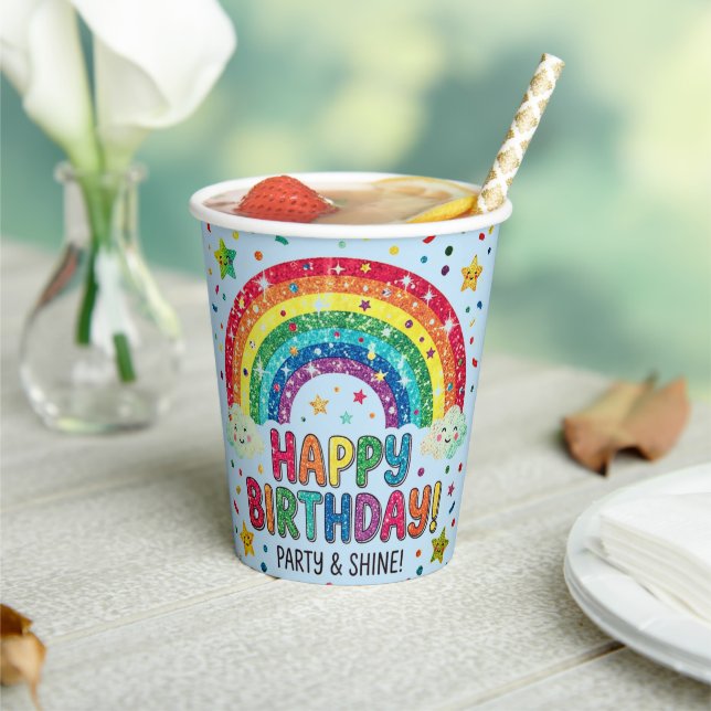 Magische Regenbogen-Geburtstagsparty Papier Pappbecher (In Situ)
