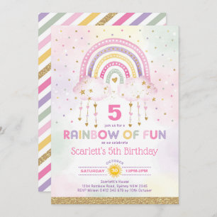Magische Regenbogen Rosa goldene Wolken Girls Gebu Einladung