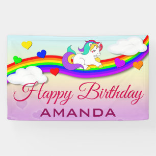 Magische Regenbogen Süße Einhorn Geburtstagsfeier Banner