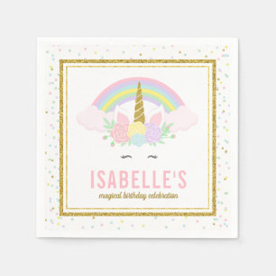 Magische Regenbogen-und Einhorn-Servietten Serviette