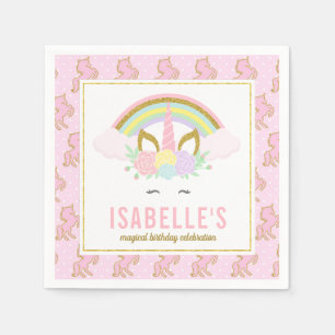 Magische Regenbogen-und Einhorn-Servietten Serviette