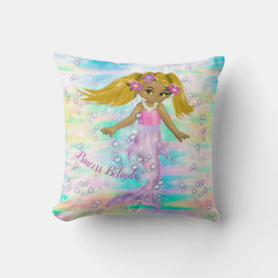 Magische Regenbogenblasen & Baby Girl Mermaids Kissen