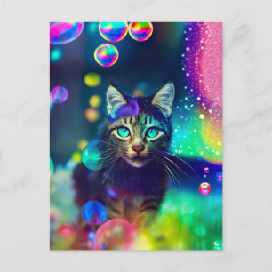 Magische Regenbogenkatze - Postkarte