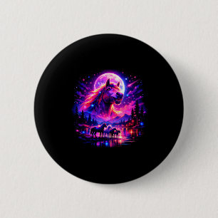 Magische Reitpferde heulender Mond Pferdeliebhaber Button