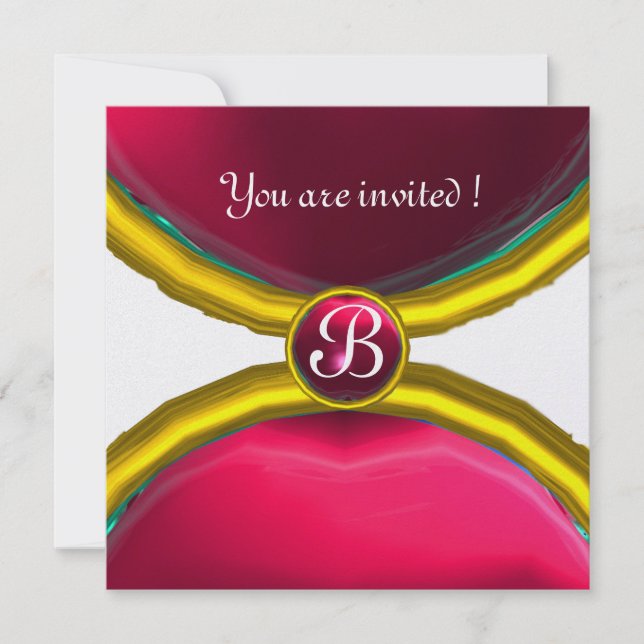 MAGISCHE RINGE, MONOGRAMM-Edelstein rosa Eis Einladung (Vorderseite)