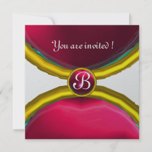 MAGISCHE RINGE, MONOGRAMM-Edelstein rosa Silber Einladung