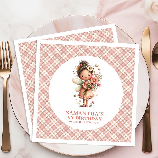 Magische Rosa Feenblumen 2. Geburtstag Serviette (Magical Blush Pink Fairy Flowers 2nd Birthday Napkins)