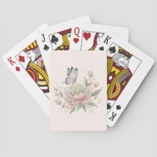 Magische Rose und Schmetterling in Pastellfarben Spielkarten