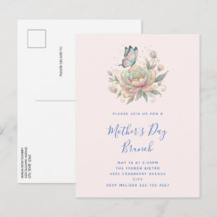 Magische Rose und Schmetterling Muttertags-Brunch Einladungspostkarte