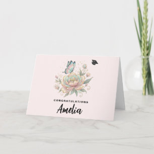 Magische Rose und Schmetterling Pastell Abschlussk Karte