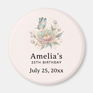 Magische Rose und Schmetterling Pastell Geburtstag Magnet