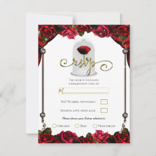 Magische Rot-Rosa-Gold-Weiß-Party RSVP Antwort Einladung