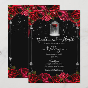 Magische Rote Rose Weiß Gold Silber Schwarze Hochz Einladung