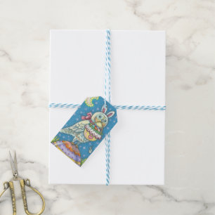 MAGISCHE SCHEUNEULE & OSTERKORB, VOGELGESCHENK TAG GESCHENKANHÄNGER