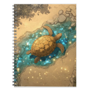 Magische Schildkröte in Sparkling Stream Notizblock