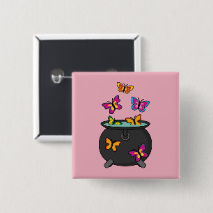 Magische Schmetterlinge aus einem Kessel Button