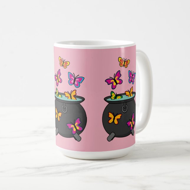 Magische Schmetterlinge aus einem Kessel Kaffeetasse (VorderseiteRechts)