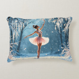 Magische Schneefall Ballerina Wintersport Kunst Dekokissen