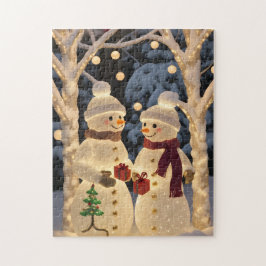 Magische Schneemann-Weihnachtslichter Puzzle