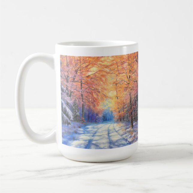 Magische Schneeszene mit Doppelbild 15 oz Tasse (Links)