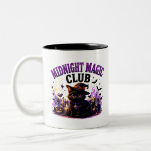 🐈⬛ Magische schwarze Katze Halloween-Spruch 🌙 Zweifarbige Tasse