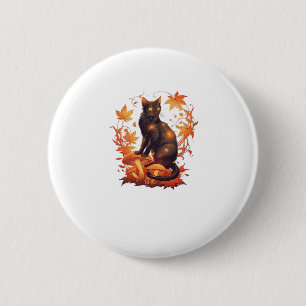 Magische Schwarze Katze im Herbstwald � Celestial  Button