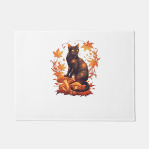 Magische Schwarze Katze im Herbstwald - Fallen Fußmatte