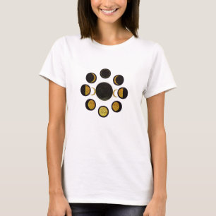 Magische schwarze und goldene Mondphasen T-Shirt