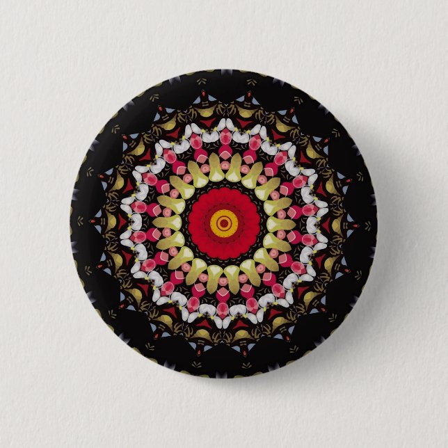 Magische schwarze und rote Mandala Button (Vorderseite)