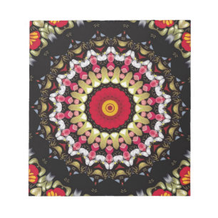 Magische schwarze und rote Mandala Notizblock