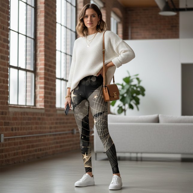 Magische Shiny Gold Stars Stars Stars und Bokeh Li Leggings (Von Creator hochgeladen)