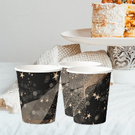 Magische Shiny Gold Stars Stars Stars und Bokeh Li Pappbecher