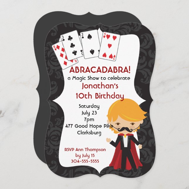 Magische Show Einladung (Vorne/Hinten)