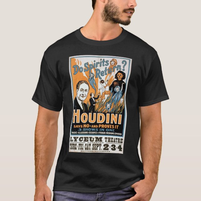 Magische Show Harrys Houdini - Ghostbuster 1909 T-Shirt (Vorderseite)