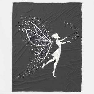 Magische Silhouette mit Flügeln und Sternen Fleecedecke