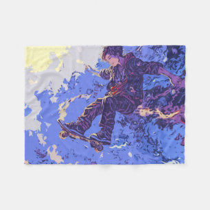Magische Skateboardfahrt - Skateboarder Fleecedecke