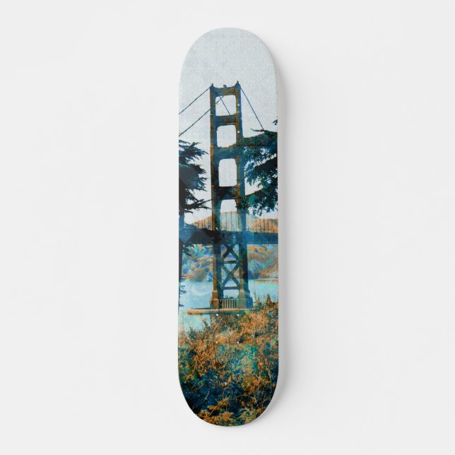 Magische Sonnenuntergang-Brücke Blue_orange Skateboard (Vorne)