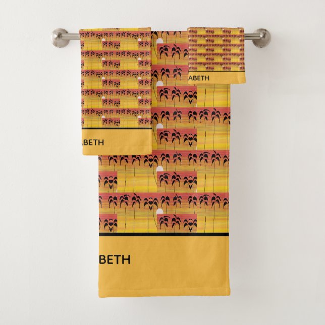 Magische Sonnenuntergänge und Kokospalmen Badhandtuch Set (Insitu)