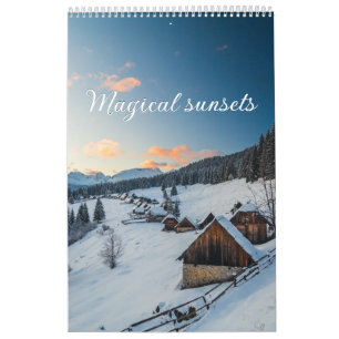 Magische Sonnenuntergangsberge Landschaftsfoto  Kalender